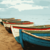 Wood Boats on the Beach Diamond Painting