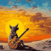 Yellow Dog with Guitar Diamond Painting