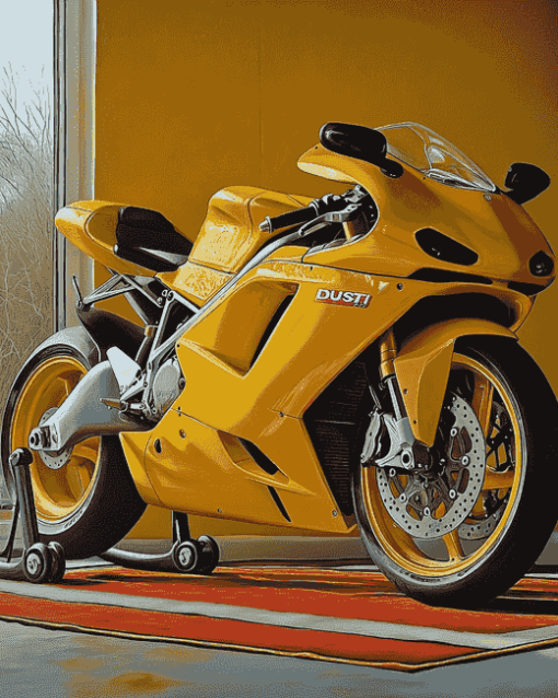 Yellow Ducati 999 Motorbikes Diamond Painting