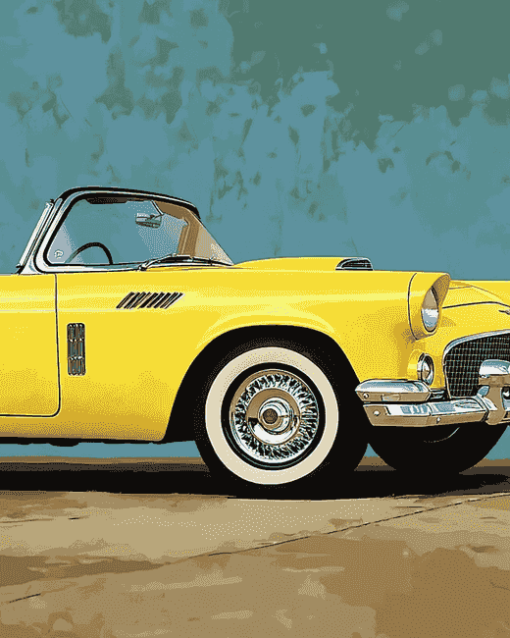 Yellow Ford Thunderbird Car Diamond Painting