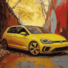 Yellow Golf 8 VW Car Diamond Painting