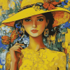 Yellow Hat Vintage Woman Diamond Painting