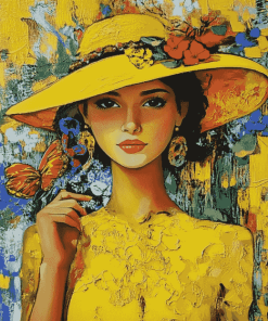 Yellow Hat Vintage Woman Diamond Painting