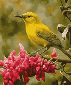 Yellow Hawaiian Honeycreeper Birds Diamond Painting