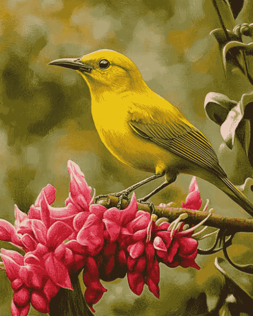 Yellow Hawaiian Honeycreeper Birds Diamond Painting