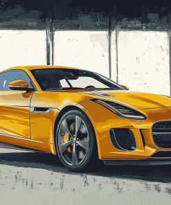 Yellow Jaguar F Type Diamond Painting