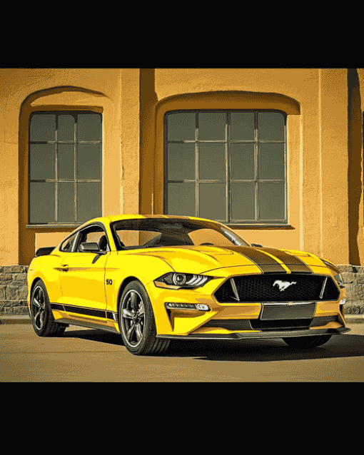 Yellow Mach 1 Mustang Car Diamond Painting