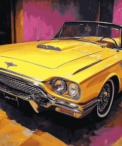 Yellow Thunderbird Car Diamond Painting