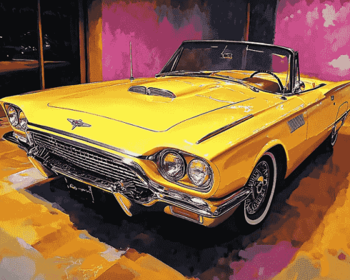 Yellow Thunderbird Car Diamond Painting