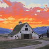 Yellowstone Barn Sunset Diamond Painting