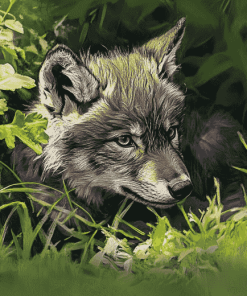 "Adorable Baby Wolf Diamond Painting"