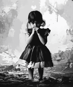 Abandoned Child Black and White Diamond Painting