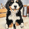 Adorable Bernedoodle Pup Diamond Painting