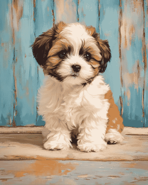 Adorable Shihpoo Puppy Diamond Painting