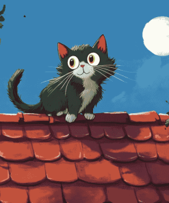 Aesthetic Cat on Roof Diamond Painting