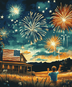 Aesthetic Fireworks July Diamond Painting