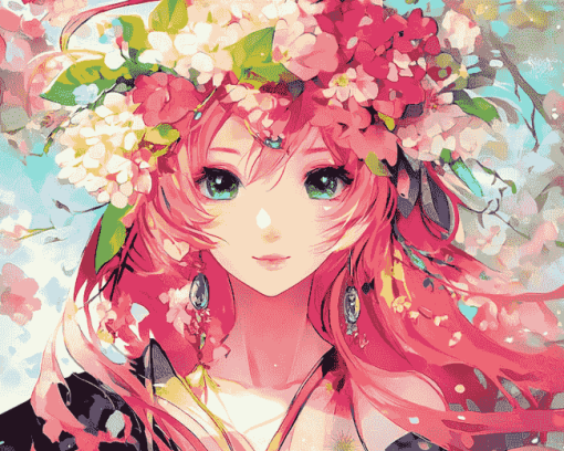 Aesthetic Flower Crown Lady Diamond Painting