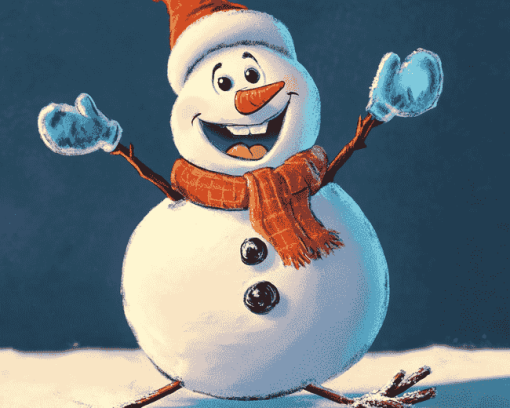 Aesthetic Frosty Snowman Animation Diamond Painting