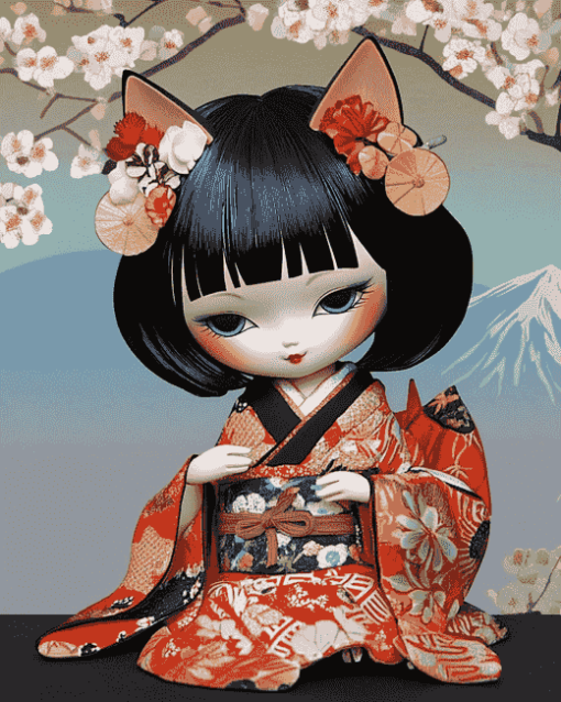 Aesthetic Japanese Doll Diamond Painting