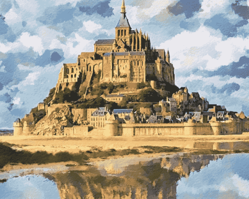 Aesthetic Mont St Michel Landscape Diamond Painting