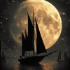 Aesthetic Sailboat Under Moonlight Diamond Painting