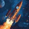 Aesthetic Space Rocket Animation Diamond Painting