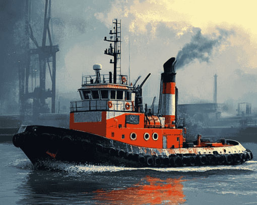 Aesthetic Tug Boat Diamond Painting