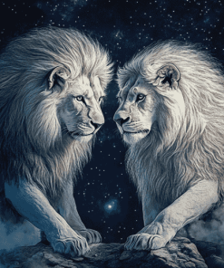 Aesthetic White Lion Diamond Painting