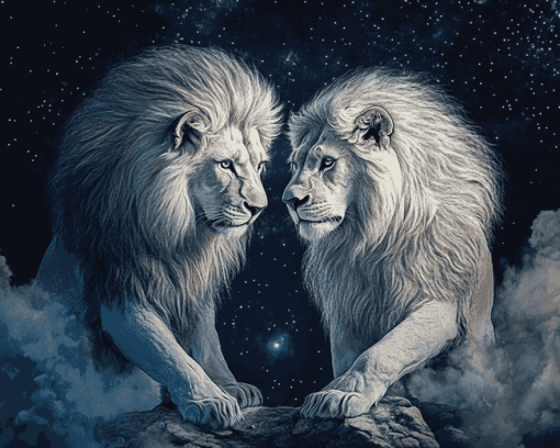 Aesthetic White Lion Diamond Painting