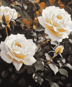 Aesthetic White Roses Diamond Painting