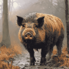 Aesthetic Wild Boar Diamond Painting