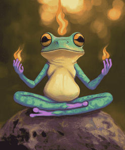 Aesthetic Zen Frog Meditation Diamond Painting