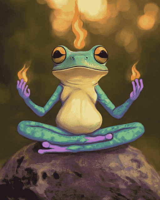 Aesthetic Zen Frog Meditation Diamond Painting