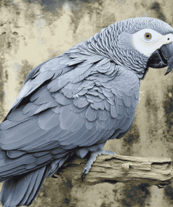 African Grey Bird Diamond Painting