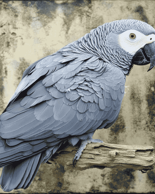 African Grey Bird Diamond Painting