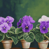 African Violet Blossoms Diamond Painting