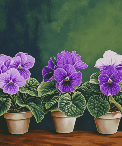 African Violet Blossoms Diamond Painting