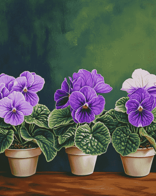 African Violet Blossoms Diamond Painting