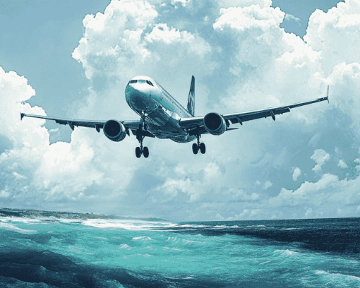 Aircraft Landings at Maho Beach Diamond Painting