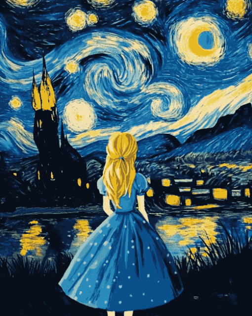 Alice in Wonderland Starry Night Diamond Painting