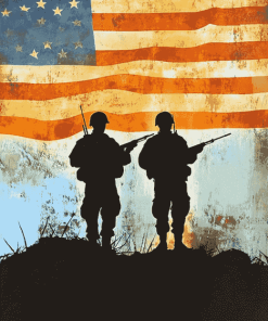 American Flag Military Silhouettes Diamond Painting