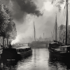 Amsterdam Black And White Barges Diamond Painting