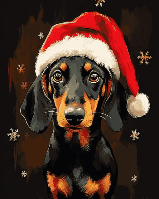 Animated Christmas Dachshund Diamond Painting