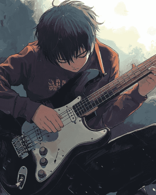 Anime Boys with Electric Guitars Diamond Painting