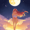 Anime Girl and Moon Fantasy Diamond Painting