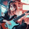 Anime Musician with Electric Guitar Diamond Painting