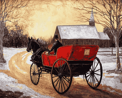 Antique Horse Carriages Diamond Painting