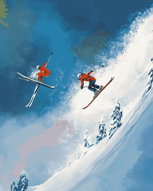 Artistic Ski Jump Animation Diamond Painting