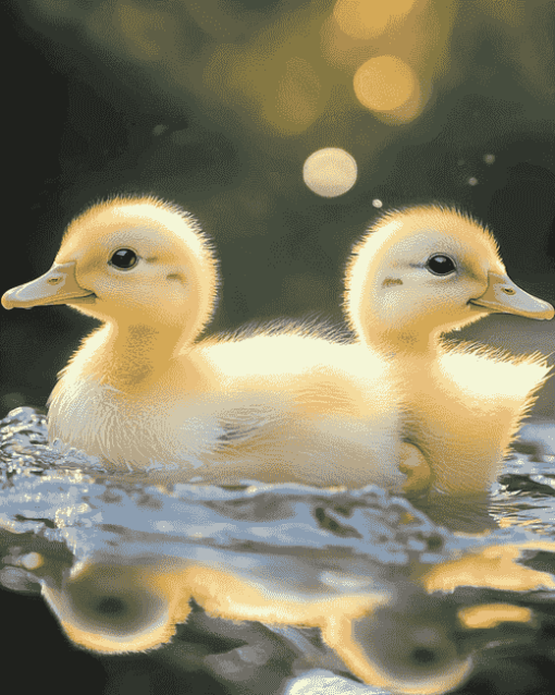 Baby Duckling Water Scene Diamond Painting