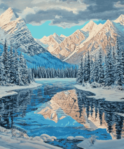 Banff Snow Landscape Diamond Painting